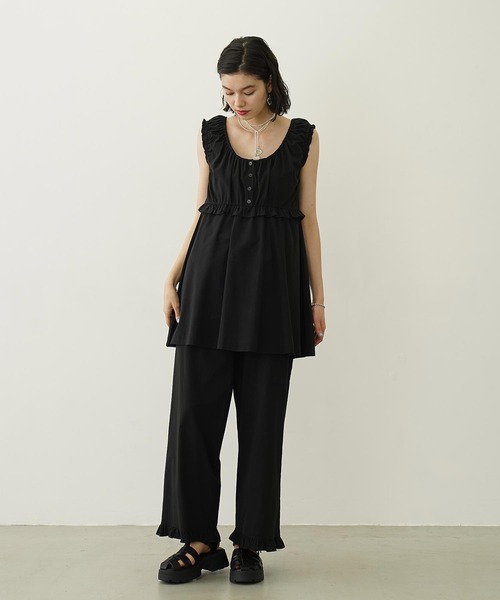 MILKFED.(ミルクフェド)の「RUFFLE GATHERED PANTS(その他パンツ・レディース・ライトブルー/ライトピンク/ブラック・M/S)」の5枚目の写真