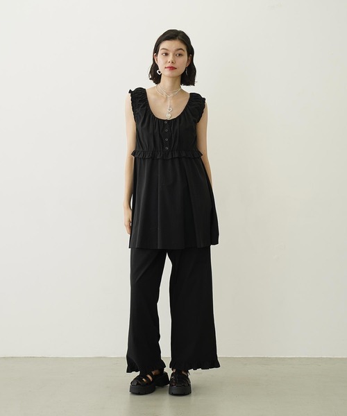 MILKFED.(ミルクフェド)の「RUFFLE GATHERED PANTS(その他パンツ・レディース・ライトブルー/ライトピンク/ブラック・M/S)」の6枚目の写真