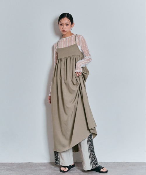 W:Huku(フーク)の「ボリューム ロング キャミ ワンピース(ワンピース・レディース・ブラック/グレー/ベージュ・M/L)」の1枚目の写真