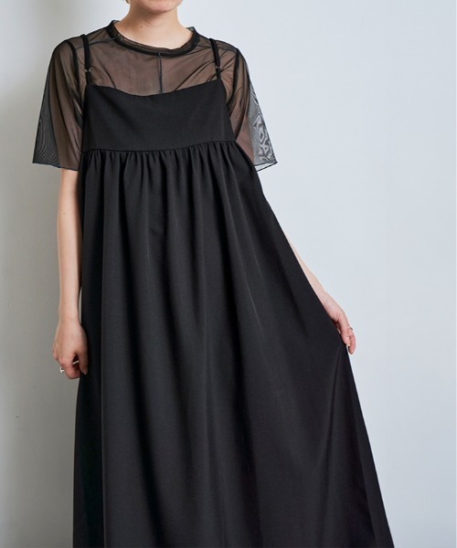 W:Huku(フーク)の「ボリューム ロング キャミ ワンピース(ワンピース・レディース・ブラック/グレー/ベージュ・M/L)」の2枚目の写真