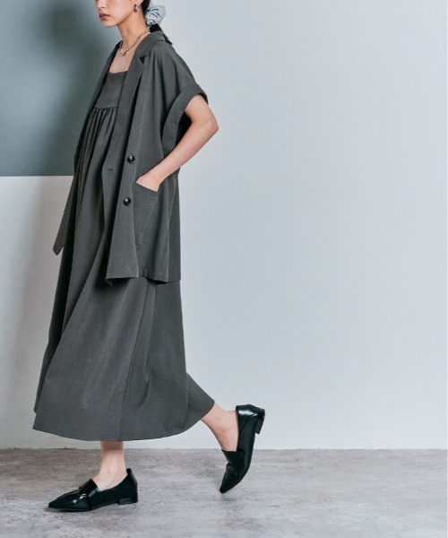 W:Huku(フーク)の「ボリューム ロング キャミ ワンピース(ワンピース・レディース・ブラック/グレー/ベージュ・M/L)」の4枚目の写真