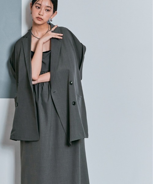 W:Huku(フーク)の「ボリューム ロング キャミ ワンピース(ワンピース・レディース・ブラック/グレー/ベージュ・M/L)」の6枚目の写真