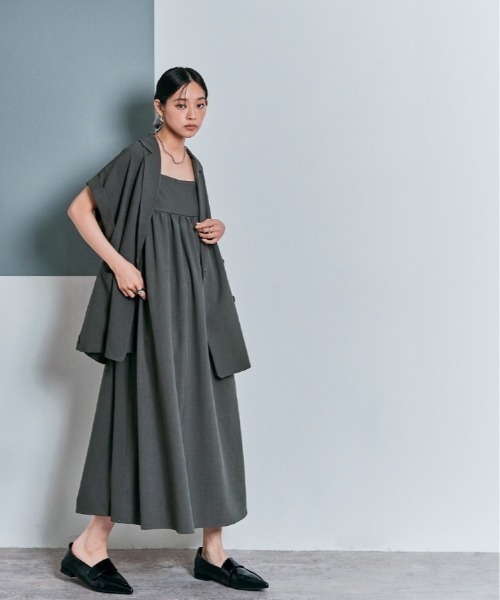 W:Huku(フーク)の「ボリューム ロング キャミ ワンピース(ワンピース・レディース・ブラック/グレー/ベージュ・M/L)」の7枚目の写真