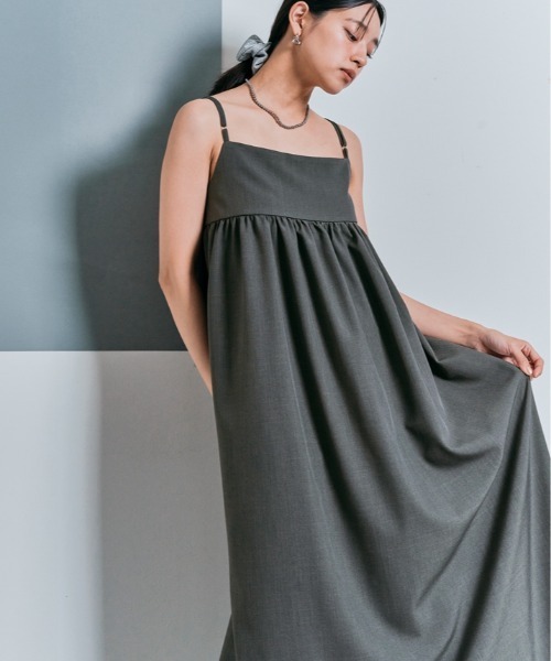 W:Huku(フーク)の「ボリューム ロング キャミ ワンピース(ワンピース・レディース・ブラック/グレー/ベージュ・M/L)」の9枚目の写真
