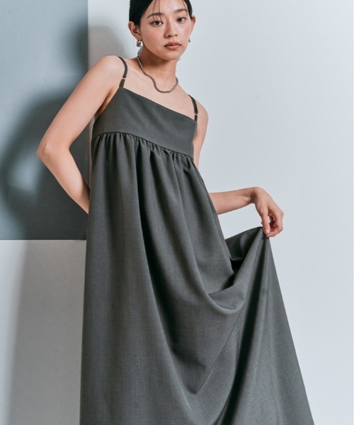 W:Huku(フーク)の「ボリューム ロング キャミ ワンピース(ワンピース・レディース・ブラック/グレー/ベージュ・M/L)」の13枚目の写真
