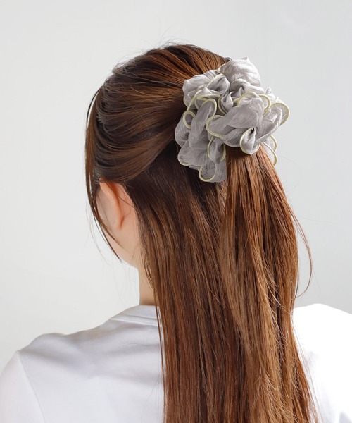 ANEMONE（アネモネ）の「パイピングラメシアーシュシュ（シュシュ・レディース・ブルー/グレー/ブラウン・FREE）」の2枚目の写真