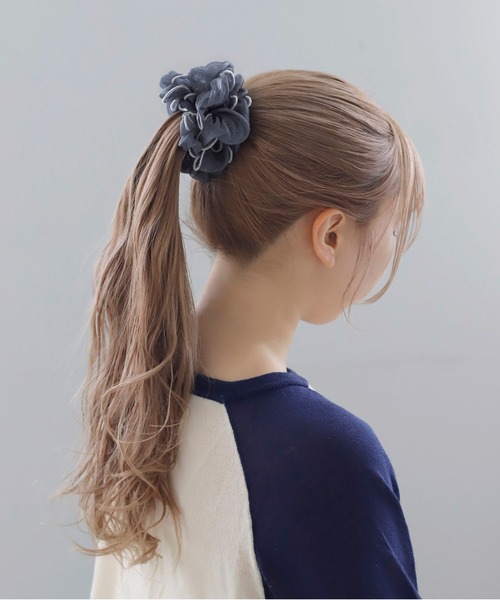 ANEMONE（アネモネ）の「パイピングラメシアーシュシュ（シュシュ・レディース・ブルー/グレー/ブラウン・FREE）」の3枚目の写真