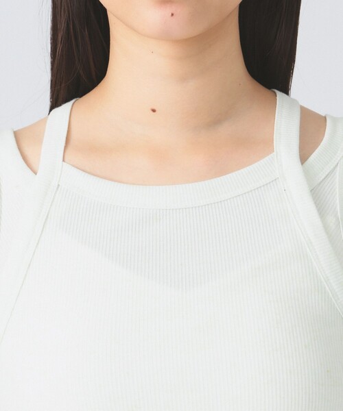 Ray BEAMS(レイビームス)の「Wストラップ テレコ タンクトップ(タンクトップ・レディース・オフホワイト/ブルー/ライム・ONE SIZE)」の5枚目の写真