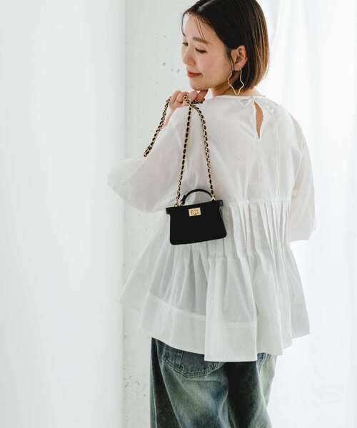 F by ROSSO（エフバイロッソ）の「F by ROSSO　ピンタックペプラムブラウス（シャツ/ブラウス・レディース・ブラック/オフホワイト・FREE）」の18枚目の写真