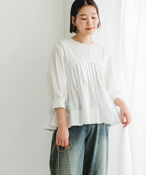 F by ROSSO（エフバイロッソ）の「F by ROSSO　ピンタックペプラムブラウス（シャツ/ブラウス・レディース・ブラック/オフホワイト・FREE）」の3枚目の写真