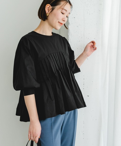 F by ROSSO（エフバイロッソ）の「F by ROSSO　ピンタックペプラムブラウス（シャツ/ブラウス・レディース・ブラック/オフホワイト・FREE）」の11枚目の写真