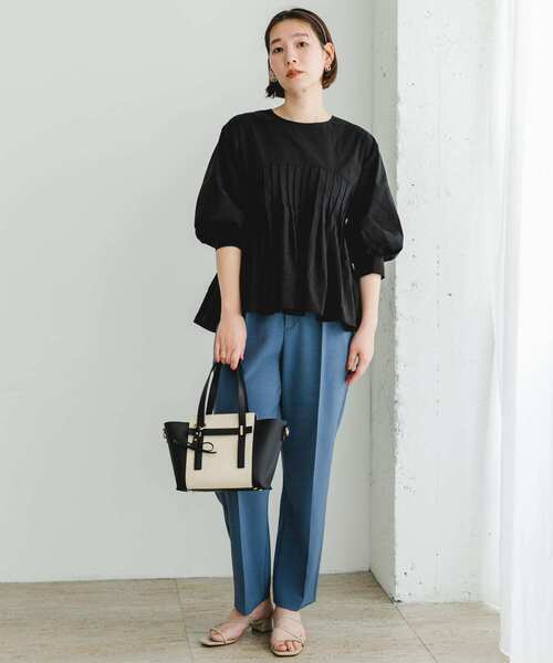 F by ROSSO（エフバイロッソ）の「F by ROSSO　ピンタックペプラムブラウス（シャツ/ブラウス・レディース・ブラック/オフホワイト・FREE）」の13枚目の写真