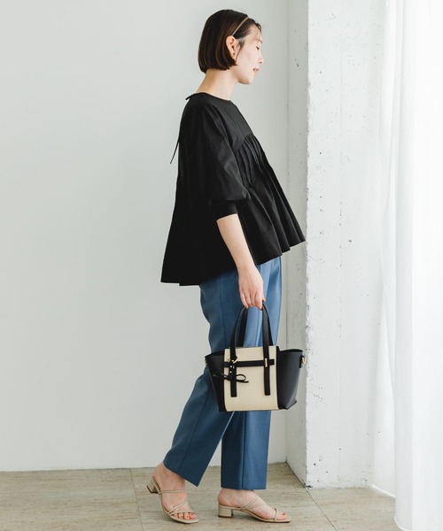 F by ROSSO（エフバイロッソ）の「F by ROSSO　ピンタックペプラムブラウス（シャツ/ブラウス・レディース・ブラック/オフホワイト・FREE）」の14枚目の写真