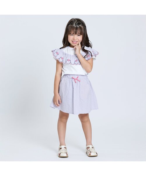 Seraph（セラフ）の「【リンク/ジュニア対応】ガーリーチェック インパンツ付きスカート（スカート・キッズ・ピンク/レッド・90/100/110/120/130/140/80）」の3枚目の写真