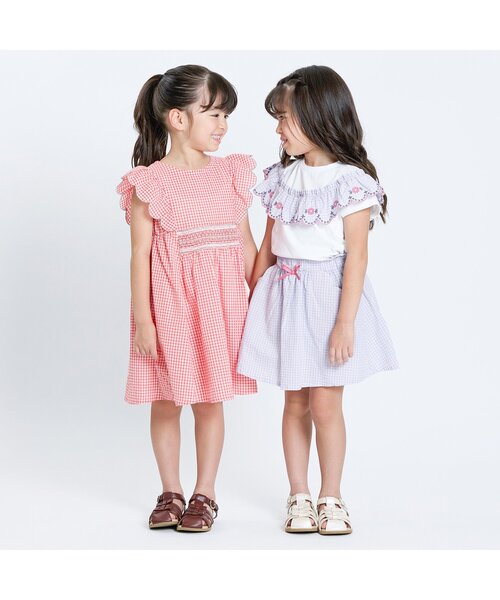 Seraph（セラフ）の「【リンク/ジュニア対応】ガーリーチェック インパンツ付きスカート（スカート・キッズ・ピンク/レッド・90/100/110/120/130/140/80）」の5枚目の写真