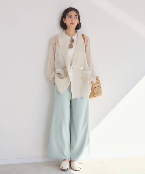 KATHARINE ROSS（キャサリンロス）の「【KATHARINE ROSS】ASAKOオーガンジージャケット（テーラードジャケット・レディース・ブラック/グレイッシュベージュ・MEDIUM）」の3枚目の写真