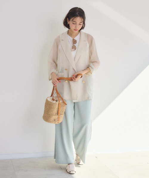 KATHARINE ROSS（キャサリンロス）の「【KATHARINE ROSS】ASAKOオーガンジージャケット（テーラードジャケット・レディース・ブラック/グレイッシュベージュ・MEDIUM）」の4枚目の写真