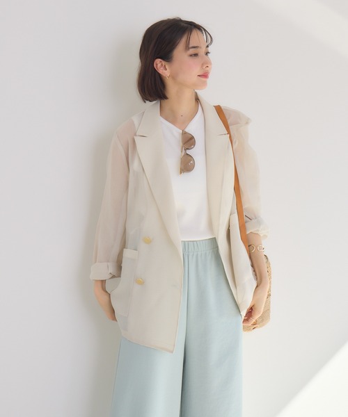 KATHARINE ROSS（キャサリンロス）の「【KATHARINE ROSS】ASAKOオーガンジージャケット（テーラードジャケット・レディース・ブラック/グレイッシュベージュ・MEDIUM）」の9枚目の写真