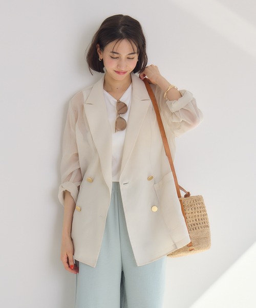 KATHARINE ROSS（キャサリンロス）の「【KATHARINE ROSS】ASAKOオーガンジージャケット（テーラードジャケット・レディース・ブラック/グレイッシュベージュ・MEDIUM）」の11枚目の写真