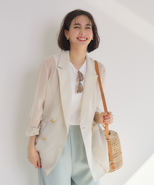 KATHARINE ROSS（キャサリンロス）の「【KATHARINE ROSS】ASAKOオーガンジージャケット（テーラードジャケット・レディース・ブラック/グレイッシュベージュ・MEDIUM）」の12枚目の写真