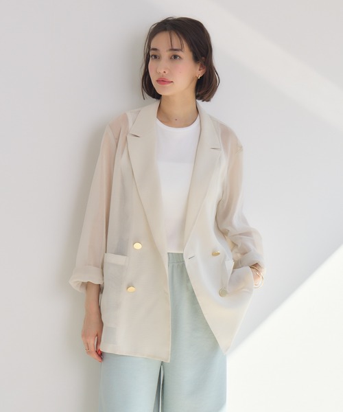 KATHARINE ROSS（キャサリンロス）の「【KATHARINE ROSS】ASAKOオーガンジージャケット（テーラードジャケット・レディース・ブラック/グレイッシュベージュ・MEDIUM）」の14枚目の写真