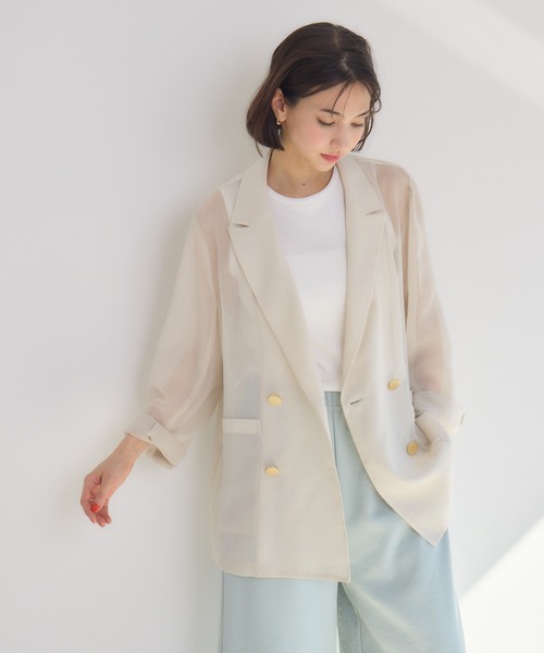 KATHARINE ROSS（キャサリンロス）の「【KATHARINE ROSS】ASAKOオーガンジージャケット（テーラードジャケット・レディース・ブラック/グレイッシュベージュ・MEDIUM）」の15枚目の写真