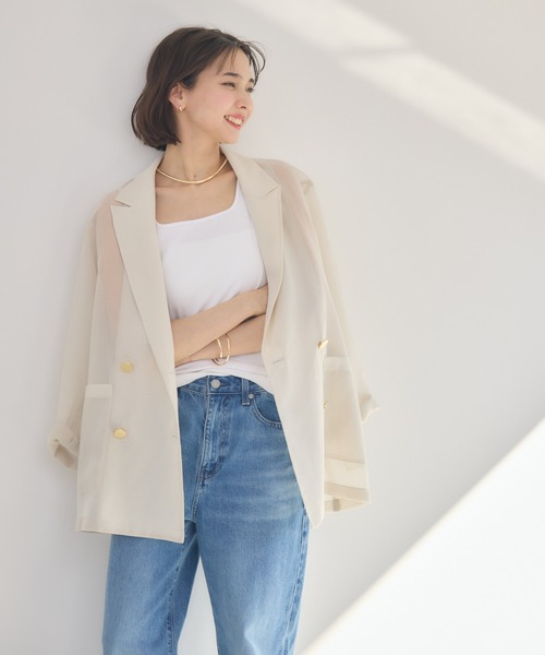 KATHARINE ROSS（キャサリンロス）の「【KATHARINE ROSS】ASAKOオーガンジージャケット（テーラードジャケット・レディース・ブラック/グレイッシュベージュ・MEDIUM）」の17枚目の写真