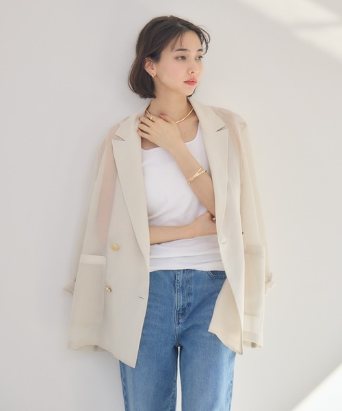 KATHARINE ROSS（キャサリンロス）の「【KATHARINE ROSS】ASAKOオーガンジージャケット（テーラードジャケット・レディース・ブラック/グレイッシュベージュ・MEDIUM）」の18枚目の写真