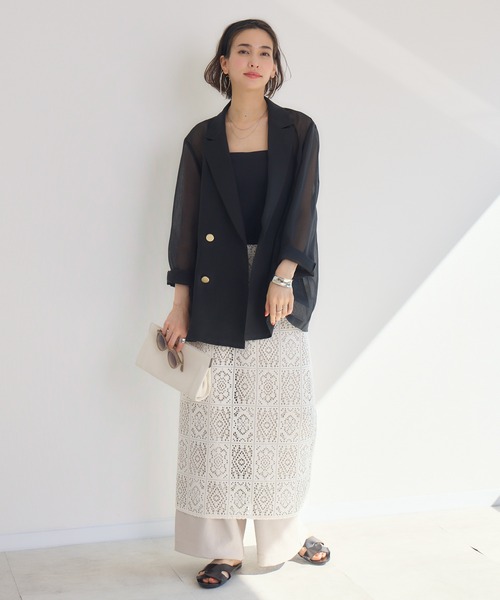 KATHARINE ROSS（キャサリンロス）の「【KATHARINE ROSS】ASAKOオーガンジージャケット（テーラードジャケット・レディース・ブラック/グレイッシュベージュ・MEDIUM）」の19枚目の写真