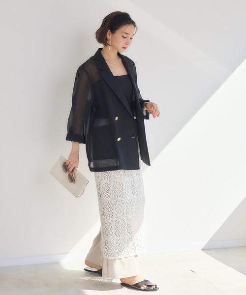 KATHARINE ROSS（キャサリンロス）の「【KATHARINE ROSS】ASAKOオーガンジージャケット（テーラードジャケット・レディース・ブラック/グレイッシュベージュ・MEDIUM）」の22枚目の写真