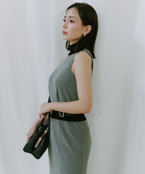 【極美品】anuan ニットドッキングクラシカルワンピース ニットドッキングクラシカルワンピース