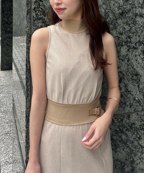 セール】ニットドッキングクラシカルワンピース（ワンピース）｜anuans