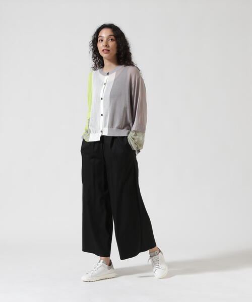 AULA AILA/アウラアイラ/別注カラーブロックシアーニットカーディガン