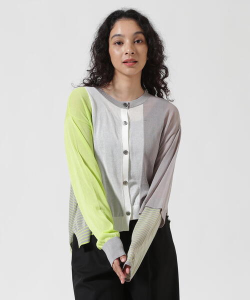 【値下げ可能】AULA AILA（完売品）カラーブロックシアーニットカーディガン COLOR BLOCK SHEER KNIT CARDIGAN — aulaaila