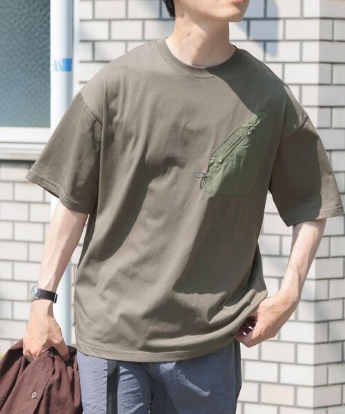 ITEMS URBANRESEARCH（アイテムズ アーバンリサーチ）の「ジップポケットキリカエクルーネックTシャツ（Tシャツ/カットソー・メンズ・チャコールグレー/ブラック/グレー系その他/カーキ/ホワイト・MEDIUM/LARGE/X-LARGE）」の8枚目の写真