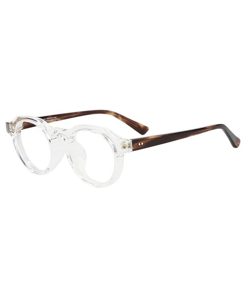 Zoff(ゾフ)の「ボストン型 メガネ|軽量|太縁|黒縁フレーム|伊達メガネ|ユニセックス|読書|ビジネス|Zoff|CLASSIC (クラシック)(メガネ・レディース・クリア/ダークブラウン/ライトグレー系/ブラック・FREE)」の5枚目の写真