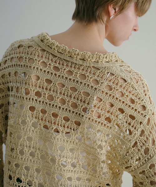 MANOF（マノフ）の「CROCHET KNIT TOPS（ニット/セーター・レディース・グリーン/ブラック/ベージュ・FREE）」の9枚目の写真