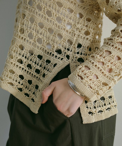 MANOF（マノフ）の「CROCHET KNIT TOPS（ニット/セーター・レディース・グリーン/ブラック/ベージュ・FREE）」の11枚目の写真