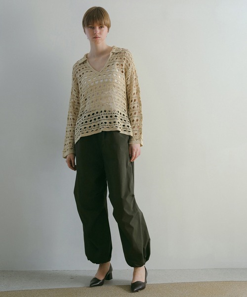 MANOF（マノフ）の「CROCHET KNIT TOPS（ニット/セーター・レディース・グリーン/ブラック/ベージュ・FREE）」の8枚目の写真