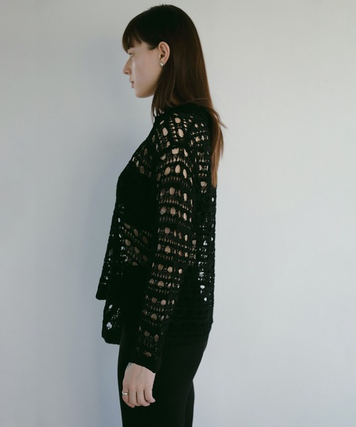 MANOF（マノフ）の「CROCHET KNIT TOPS（ニット/セーター・レディース・グリーン/ブラック/ベージュ・FREE）」の14枚目の写真