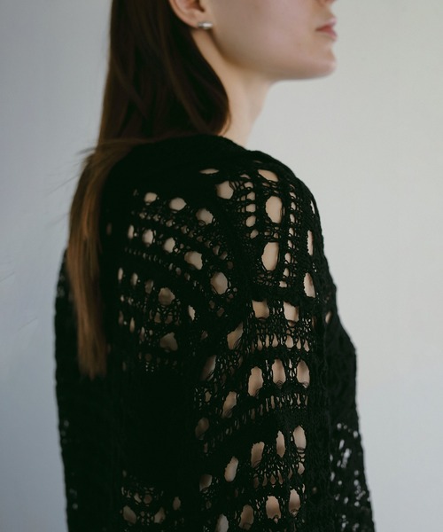 MANOF（マノフ）の「CROCHET KNIT TOPS（ニット/セーター・レディース・グリーン/ブラック/ベージュ・FREE）」の19枚目の写真