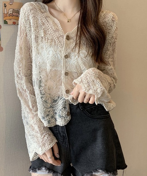 SpRay（スプレイ）の「コードレースシアーカーディガン（カーディガン/ボレロ・レディース・ホワイト/アイボリー・FREE）」の12枚目の写真