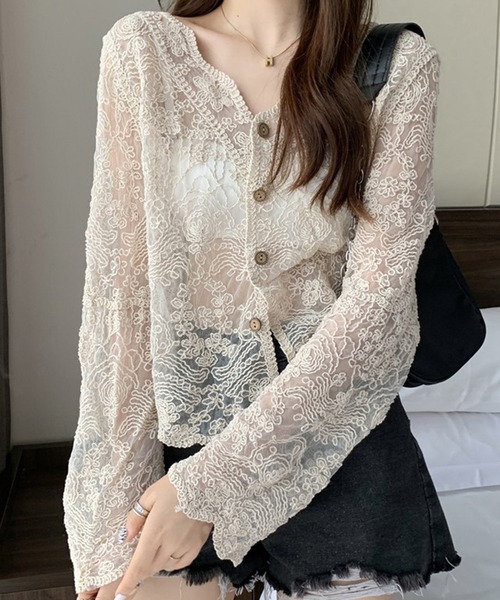 SpRay（スプレイ）の「コードレースシアーカーディガン（カーディガン/ボレロ・レディース・ホワイト/アイボリー・FREE）」の11枚目の写真