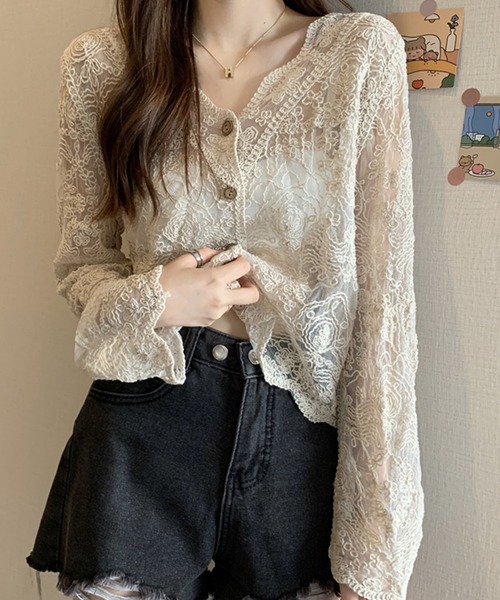 SpRay（スプレイ）の「コードレースシアーカーディガン（カーディガン/ボレロ・レディース・ホワイト/アイボリー・FREE）」の10枚目の写真