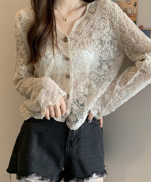 SpRay（スプレイ）の「コードレースシアーカーディガン（カーディガン/ボレロ・レディース・ホワイト/アイボリー・FREE）」の9枚目の写真