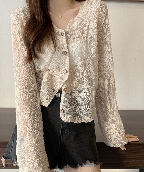 SpRay（スプレイ）の「コードレースシアーカーディガン（カーディガン/ボレロ・レディース・ホワイト/アイボリー・FREE）」の7枚目の写真