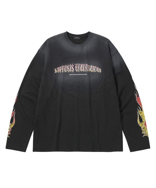 LIBERE(リベーレ)の「LIBERE リベーレ / FLAME LONG SLEEVE TEE ファイヤーパターンプリントビッグシルエットロンT / 251231-251232(Tシャツ/カットソー・メンズ・ブラック/ピンク・LARGE/MEDIUM/SMALL)」の2枚目の写真