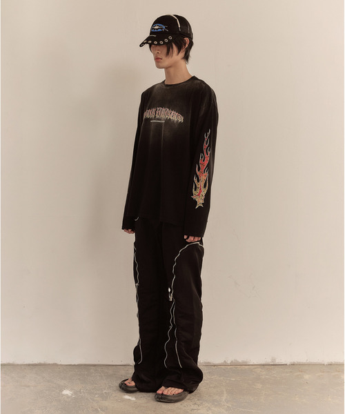 LIBERE(リベーレ)の「LIBERE リベーレ / FLAME LONG SLEEVE TEE ファイヤーパターンプリントビッグシルエットロンT / 251231-251232(Tシャツ/カットソー・メンズ・ブラック/ピンク・LARGE/MEDIUM/SMALL)」の15枚目の写真