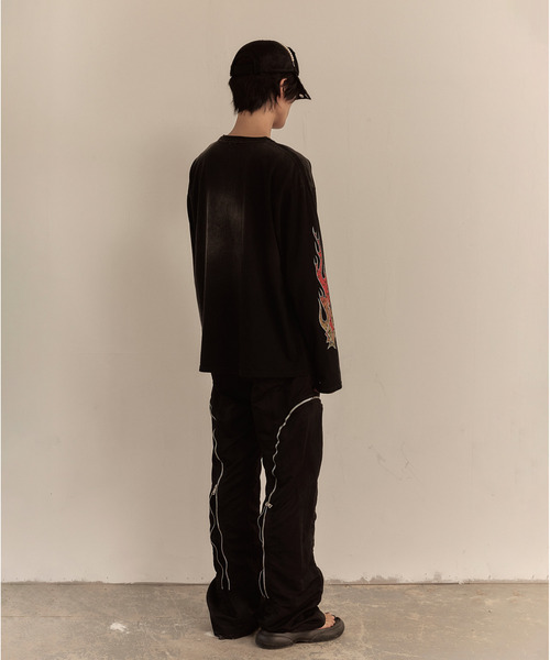 LIBERE(リベーレ)の「LIBERE リベーレ / FLAME LONG SLEEVE TEE ファイヤーパターンプリントビッグシルエットロンT / 251231-251232(Tシャツ/カットソー・メンズ・ブラック/ピンク・LARGE/MEDIUM/SMALL)」の13枚目の写真