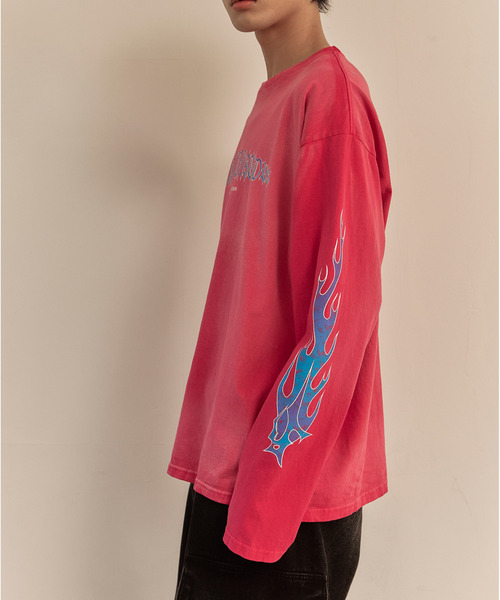 LIBERE(リベーレ)の「LIBERE リベーレ / FLAME LONG SLEEVE TEE ファイヤーパターンプリントビッグシルエットロンT / 251231-251232(Tシャツ/カットソー・メンズ・ブラック/ピンク・LARGE/MEDIUM/SMALL)」の11枚目の写真